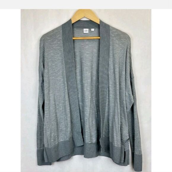 Gap Cardigan xs long sleeve duster layer long sleeve top stripe womens gray top - Picture 3 of 13